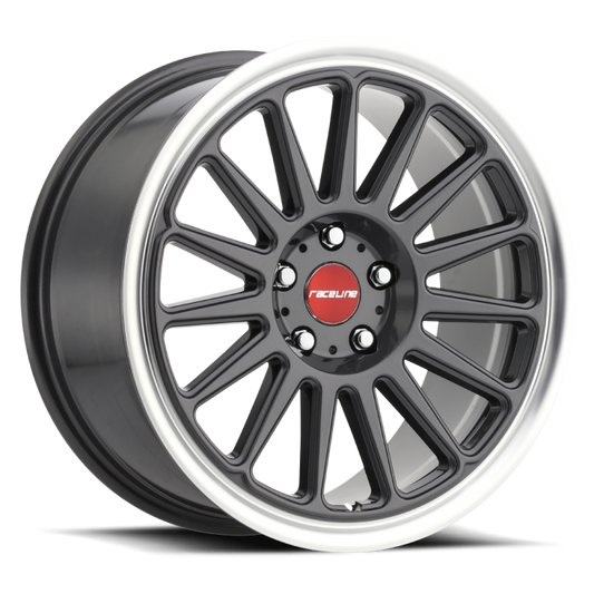 Raceline 315G Grip 18x8.5in / 5x114.3 BP / 45mm Offset / 72.6mm Bore - Gunmetal & Machined Wheel