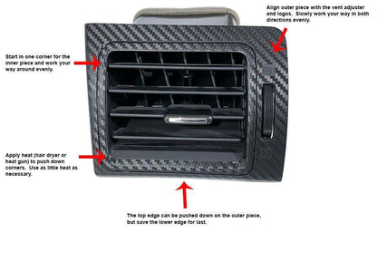 AC Vent 3D Carbon Blackout Overlays - 2015 - 2021 WRX / STI / 2014 - 2018 Forester / 2013 - 2017 Crosstrek - JDMuscleInterior15WRXACVENT3D