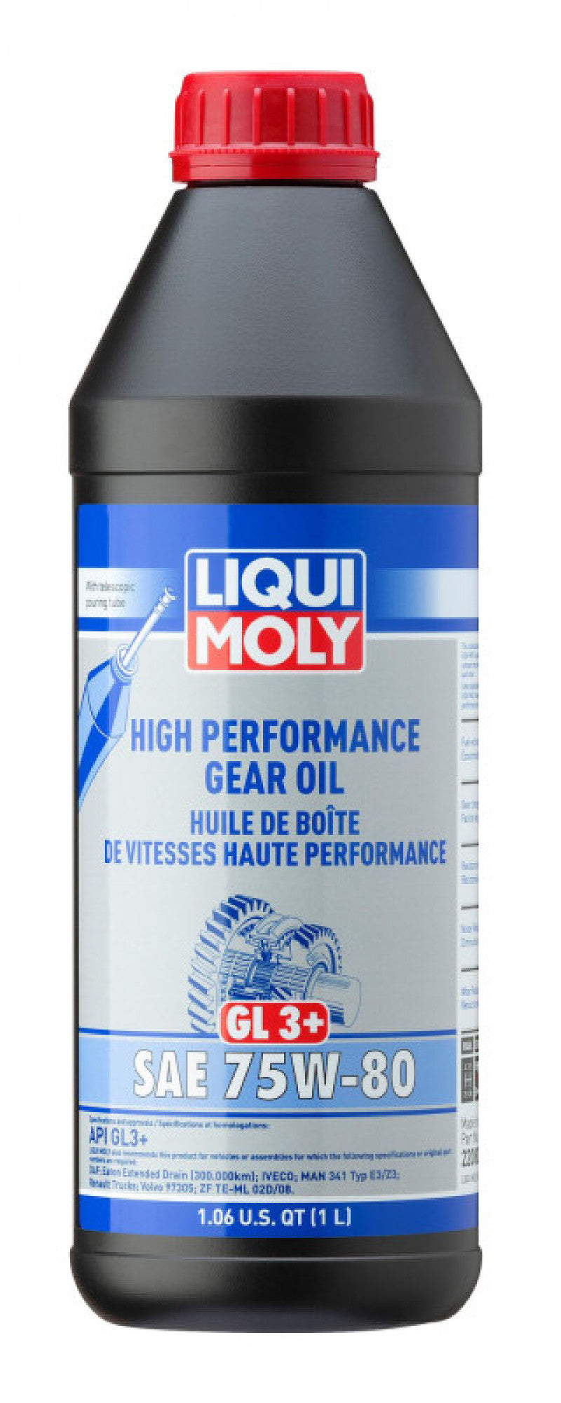 LIQUI MOLY High Performance Gear Oil GL3+ SAE 75W-80, 1 Liter - Part Number 22080