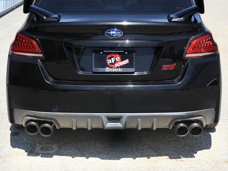 aFe [15-21 WRX/STI] Takeda Cat-Back Exhaust - Brushed Stainless Steel, Black Carbon Fiber Tips - JDMuscleCat Back Exhaust Systemafe49-36810-C