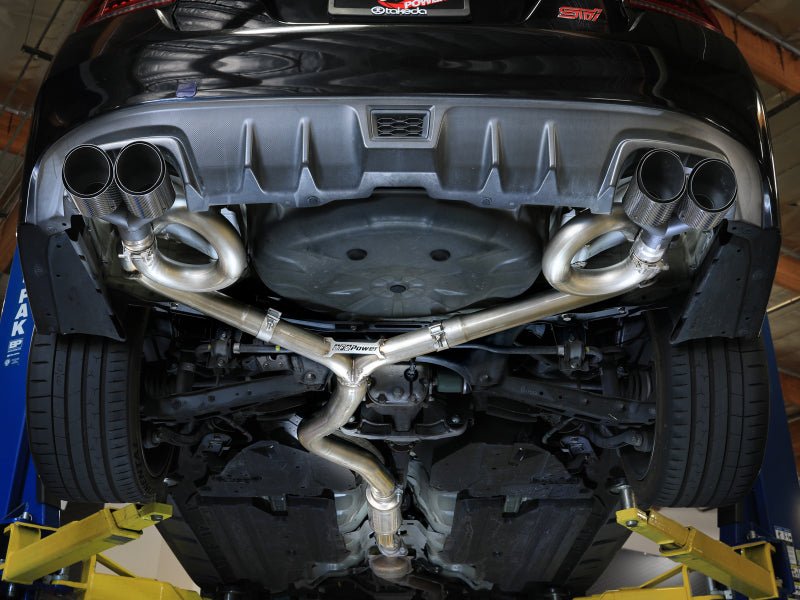 aFe [15-21 WRX/STI] Takeda Cat-Back Exhaust - Brushed Stainless Steel, Black Carbon Fiber Tips - JDMuscleCat Back Exhaust Systemafe49-36810-C