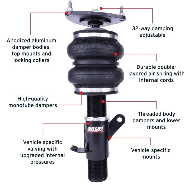 Air Lift Performance [13-25 BRZ][13-16 FR-S][17-20 86 GT][22-25 GR86] Front Air Suspension Kit - JDMuscleAir Suspensionalf76006