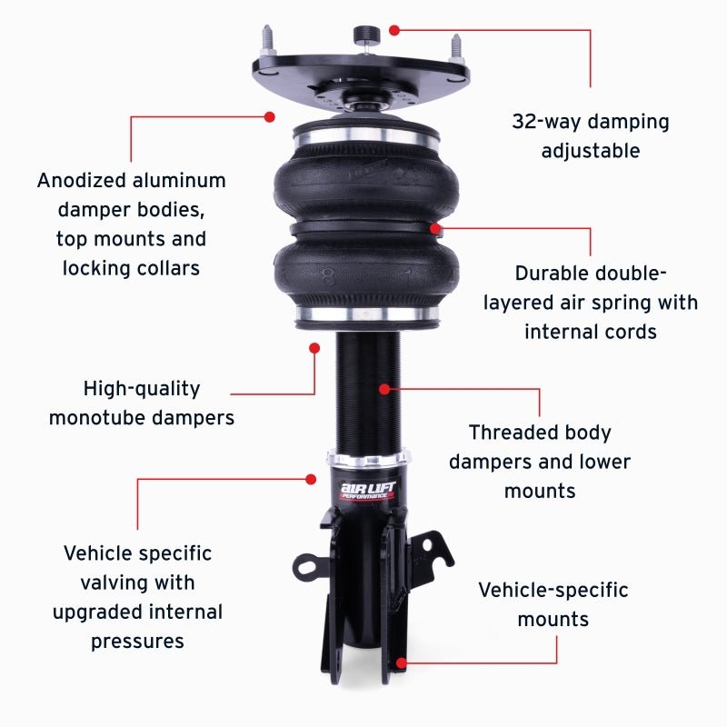 Air Lift Performance [15-21 WRX / 15-21 WRX STI] Front Air Suspension Kit - Black - JDMuscleAir Suspensionalf76001