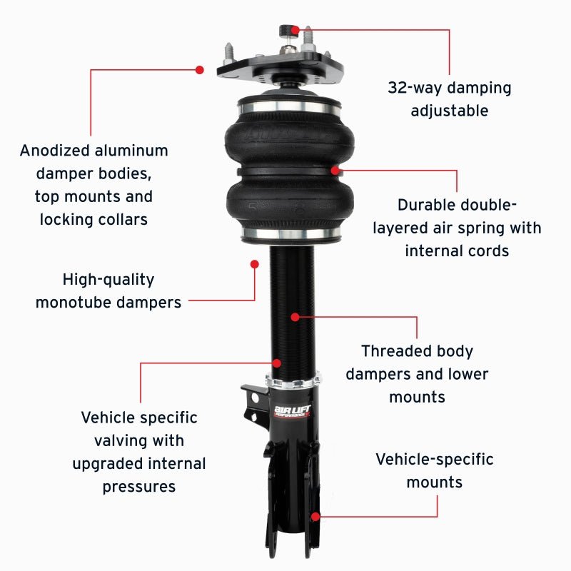 Air Lift Performance Front Air Suspension Kit for Ford Mustang S550/S650 by Air Lift (Part Number: alf76007) | alf76007 - JDMuscleSPK896238