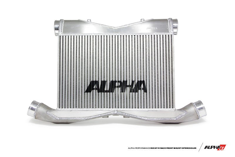 AMS Alpha Race Front Mount Intercooler with Logo [09-11 GT-R] - Black - JDMuscleIntercoolersamsALP.07.09.0008-1