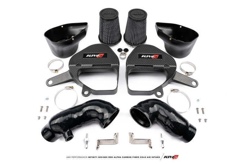 AMS Performance [14-23 Q50/Q60] Red Alpha Matte Carbon Intake Kit - JDMuscleIntakesamsALP.28.08.0001-2