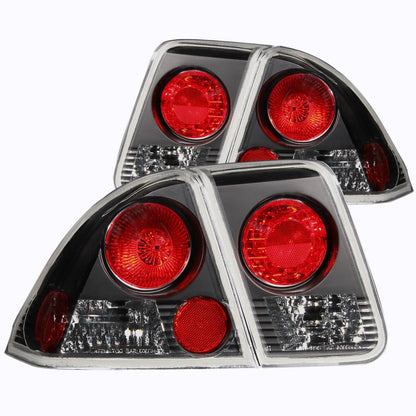 ANZO [01-05 Civic] Tail Light Assembly - Clear Lens, Black Housing, Pair - JDMuscleTail Lightsanz221048