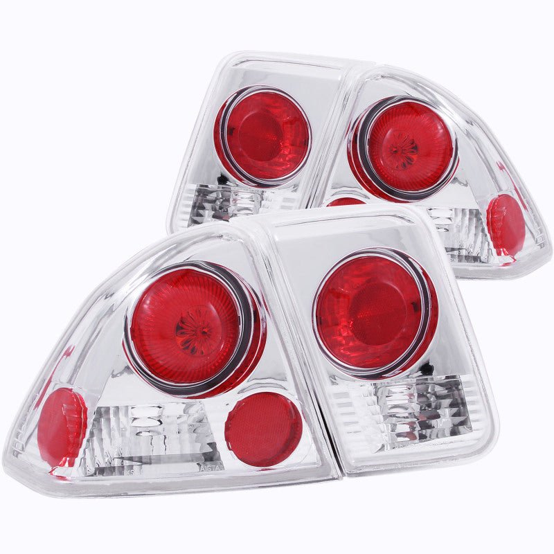 ANZO [01-05 Civic] Tail Light Assembly - Clear Lens, Chrome Housing, Pair - JDMuscleTail Lightsanz221047