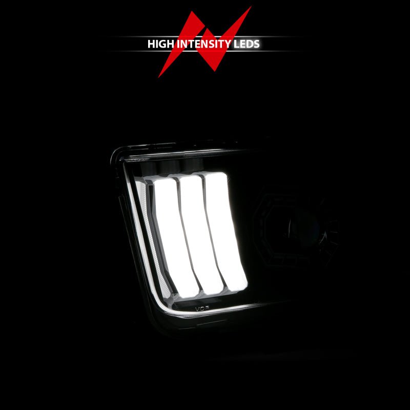ANZO 05 - 09 Ford Mustang | w/Factory Halogen HL Only Projector Headlights w/Light Bar Black Housing - JDMuscleShop the look 2anz121566