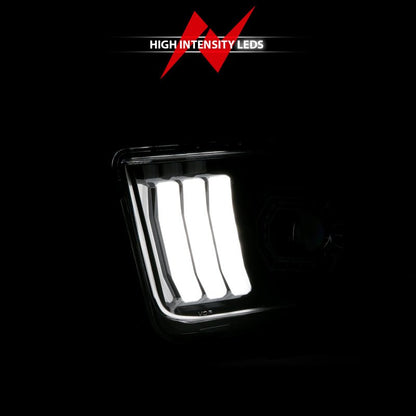 ANZO 05 - 09 Ford Mustang | w/Factory Halogen HL Only Projector Headlights w/Light Bar Black Housing - JDMuscleShop the look 2anz121566