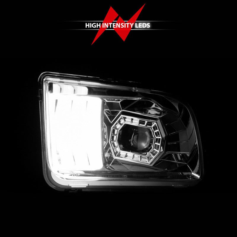 ANZO 05 - 09 Ford Mustang | w/Factory Halogen HL Only Projector Headlights w/Light Bar Chrome Housing - JDMuscleShop the look 2anz121567