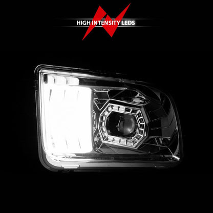 ANZO 05 - 09 Ford Mustang | w/Factory Halogen HL Only Projector Headlights w/Light Bar Chrome Housing - JDMuscleShop the look 2anz121567