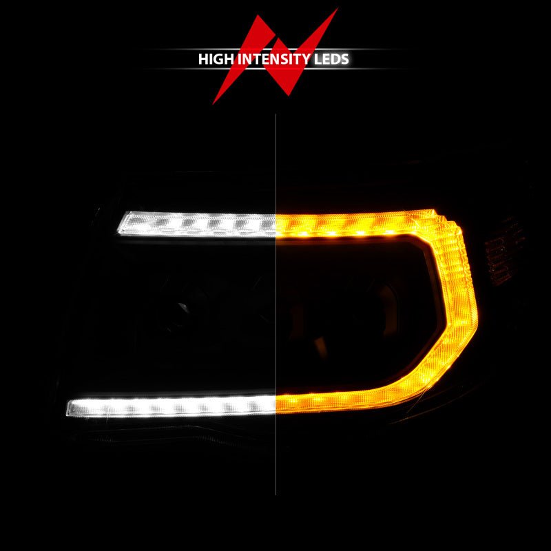 ANZO 05 - 11 Toyota Tacoma Full LED Projector Headlights White DRL/Init/SeqSig Black - Pair - JDMuscleSPKanz111640A