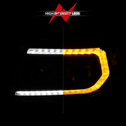 ANZO 05 - 11 Toyota Tacoma Full LED Projector Headlights White DRL/Init/SeqSig Black - Pair - JDMuscleSPKanz111640A