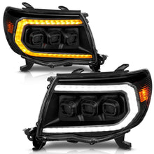 ANZO 05 - 11 Toyota Tacoma Full LED Projector Headlights White DRL/Init/SeqSig Black - Pair - JDMuscleSPKanz111640A