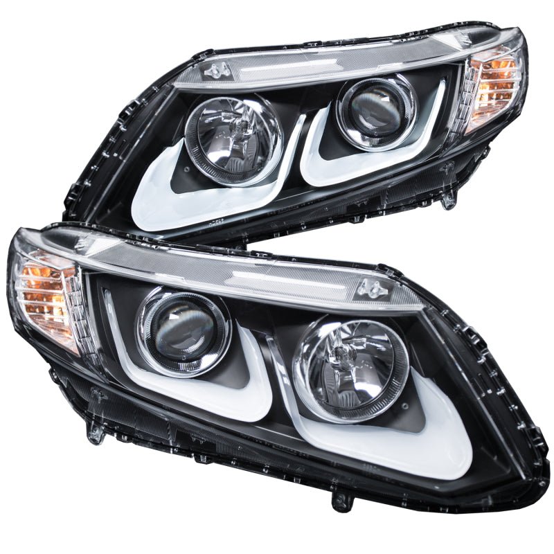 ANZO [12-15 Civic] Projector Headlight Set with U-Bar - Clear Lens, Black Housing - JDMuscleHeadlight Setsanz121479