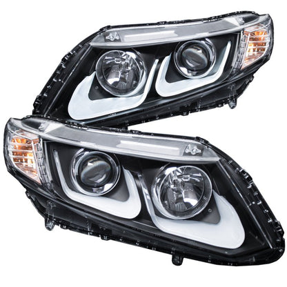 ANZO [12-15 Civic] Projector Headlight Set with U-Bar - Clear Lens, Black Housing - JDMuscleHeadlight Setsanz121479