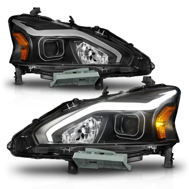 ANZO 13 - 15 Nissan Altima (w/o Factory HID Bulbs) Projector Headlights - w/ Light Bar Black Housing - JDMuscleNon - Categorizedanz121569