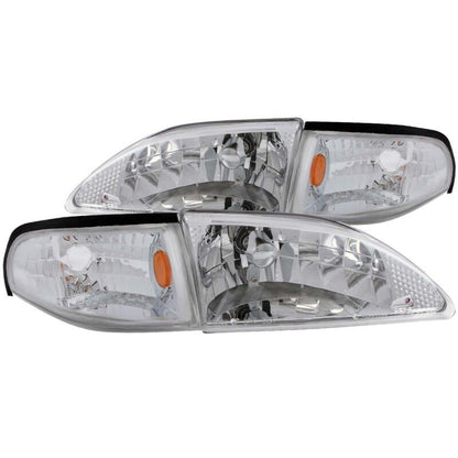 ANZO 1994 - 1998 Ford Mustang Crystal Headlights with Clear Lenses and Chrome Housing | anz121262 - JDMuscleSPK104111