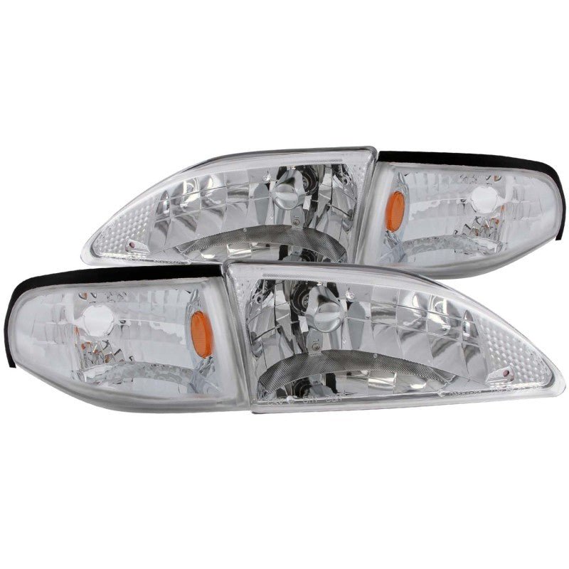 ANZO 1994 - 1998 Ford Mustang Crystal Headlights with Clear Lenses and Chrome Housing | anz121262 - JDMuscleSPK104111