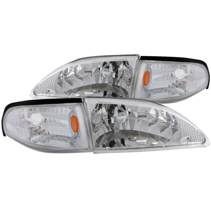 ANZO 1994 - 1998 Ford Mustang Crystal Headlights with Clear Lenses and Chrome Housing | anz121262 - JDMuscleSPK104111
