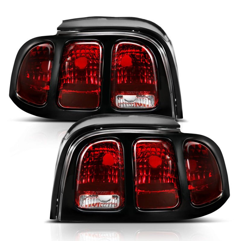 ANZO 1994 - 1998 Ford Mustang Taillight Set with Dark Red Lens and Black Housing | anz321350 - JDMuscleSPK377038