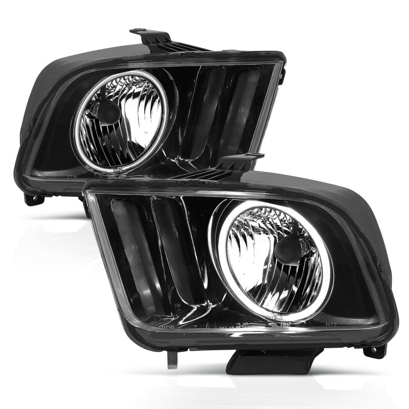 ANZO 2005 - 2009 Ford Mustang Crystal Headlights with Halo - Black Housing and CCFL, Pair | anz121033 - JDMuscleSPK103989