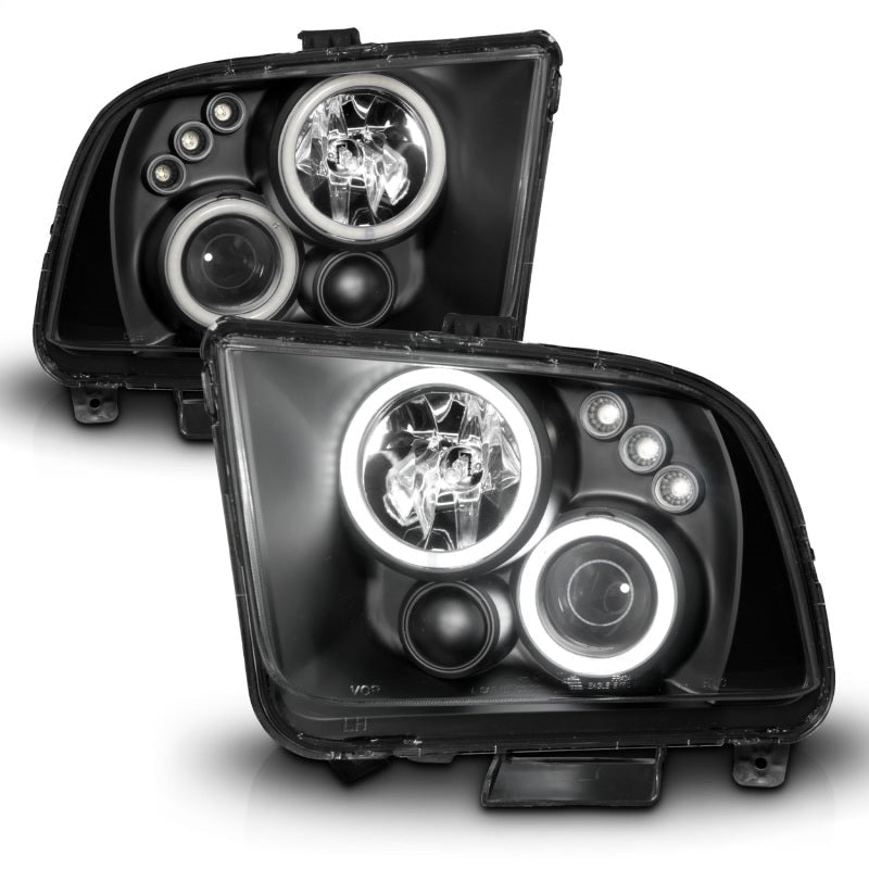 ANZO 2005 - 2009 Ford Mustang Projector Headlights with Halo, Black Housing, CCFL, Pair | anz121166 - JDMuscleSPK104061
