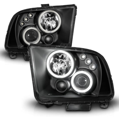 ANZO 2005 - 2009 Ford Mustang Projector Headlights with Halo, Black Housing, CCFL, Pair | anz121166 - JDMuscleSPK104061