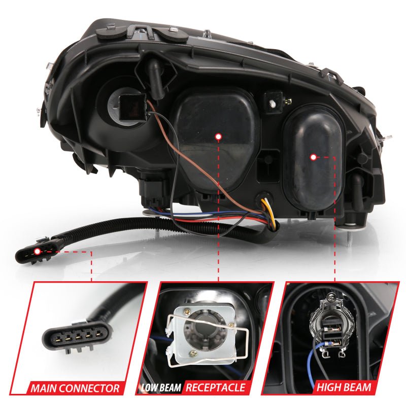 ANZO 2005 - 2013 Chevy Corvette Projector Headlight Set with Halo and Plank Style Switchback - Black Housing with Amber Accents | anz121553 - JDMuscleSPK360578