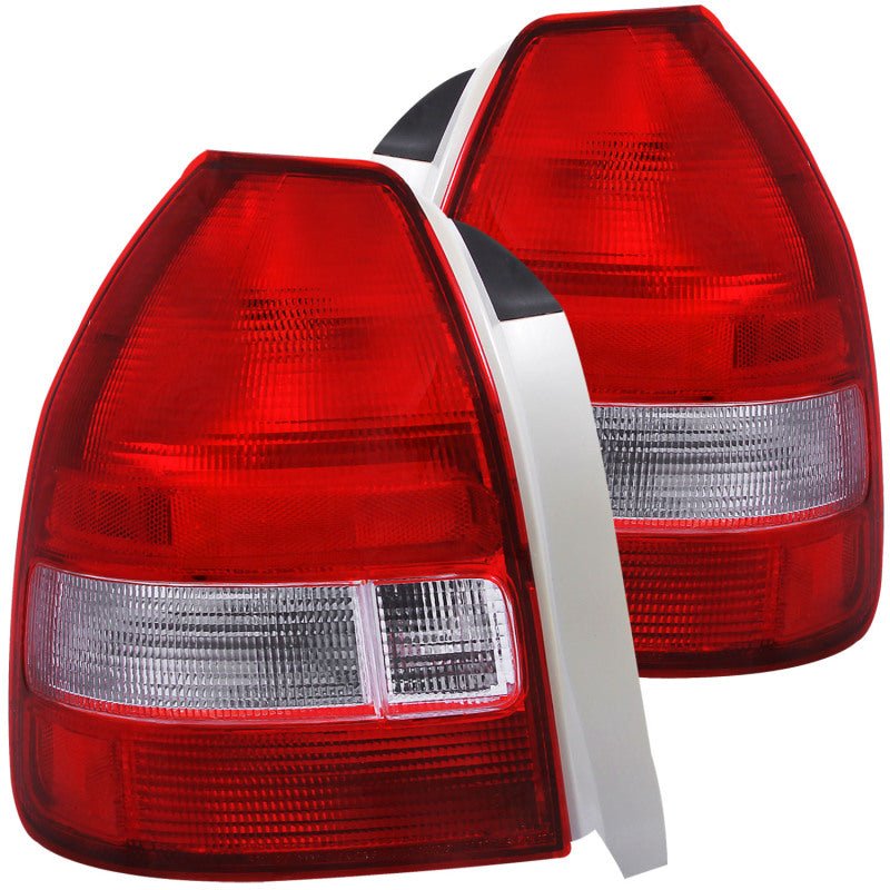 ANZO [96-00 Civic] Tail Light Assembly Pair - Red/Clear Lens, 3-Door - JDMuscleTail Lightsanz221135