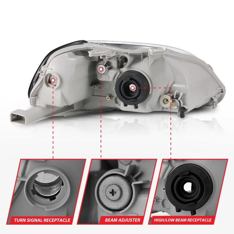 ANZO [96-98 Civic] Crystal Headlight Set - Clear Lens, Black Housing, Pair - JDMuscleHeadlight Setsanz121067