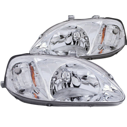 ANZO [99-00 Civic] Crystal Headlight Set - Clear Lens, Chrome Housing - JDMuscleHeadlight Setsanz121179