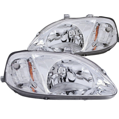 ANZO [99-00 Civic] Crystal Headlight Set - Clear Lens, Chrome Housing - JDMuscleHeadlight Setsanz121179