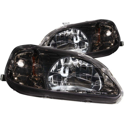 ANZO [99-00 Civic] Crystal Headlight Set - Clear Lens, Gun Metal Housing - JDMuscleHeadlight Setsanz121234