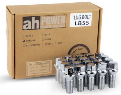 Aodhan LB55 Lug Bolts Set - Conical Seat, 28mm Shank Length - JDMuscleLug BoltsAHLB551215C12x1.5Chrome