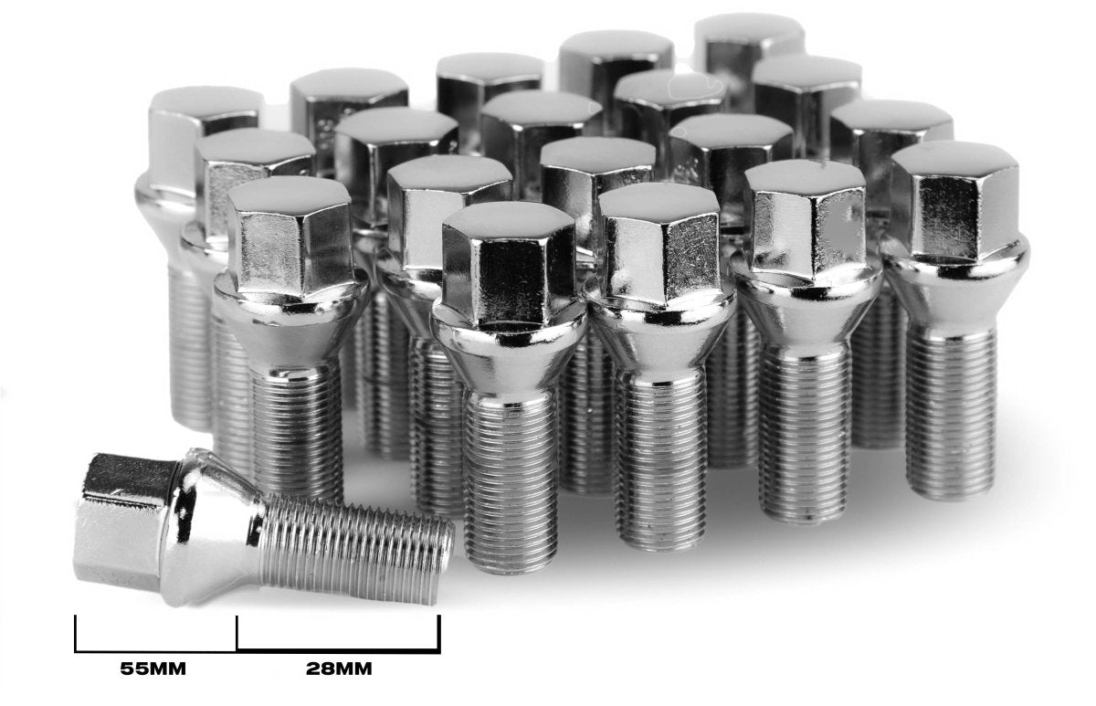 Aodhan LB55 Lug Bolts Set - Conical Seat, 28mm Shank Length - JDMuscleLug BoltsAHLB5512125BK12x1.25Black