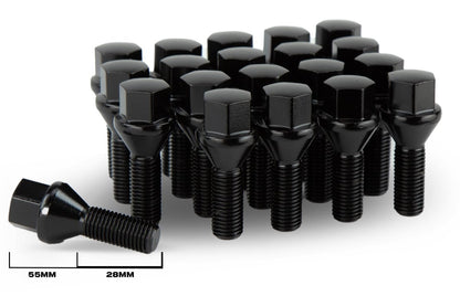 Aodhan LB55 Lug Bolts Set - Conical Seat, 28mm Shank Length - JDMuscleLug BoltsAHLB5512125BK12x1.25Black