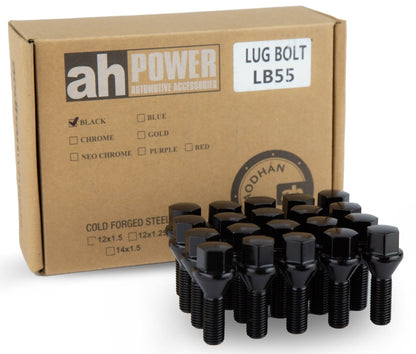 Aodhan LB55 Lug Bolts Set - Conical Seat, 28mm Shank Length - JDMuscleLug BoltsAHLB5512125BK12x1.25Black
