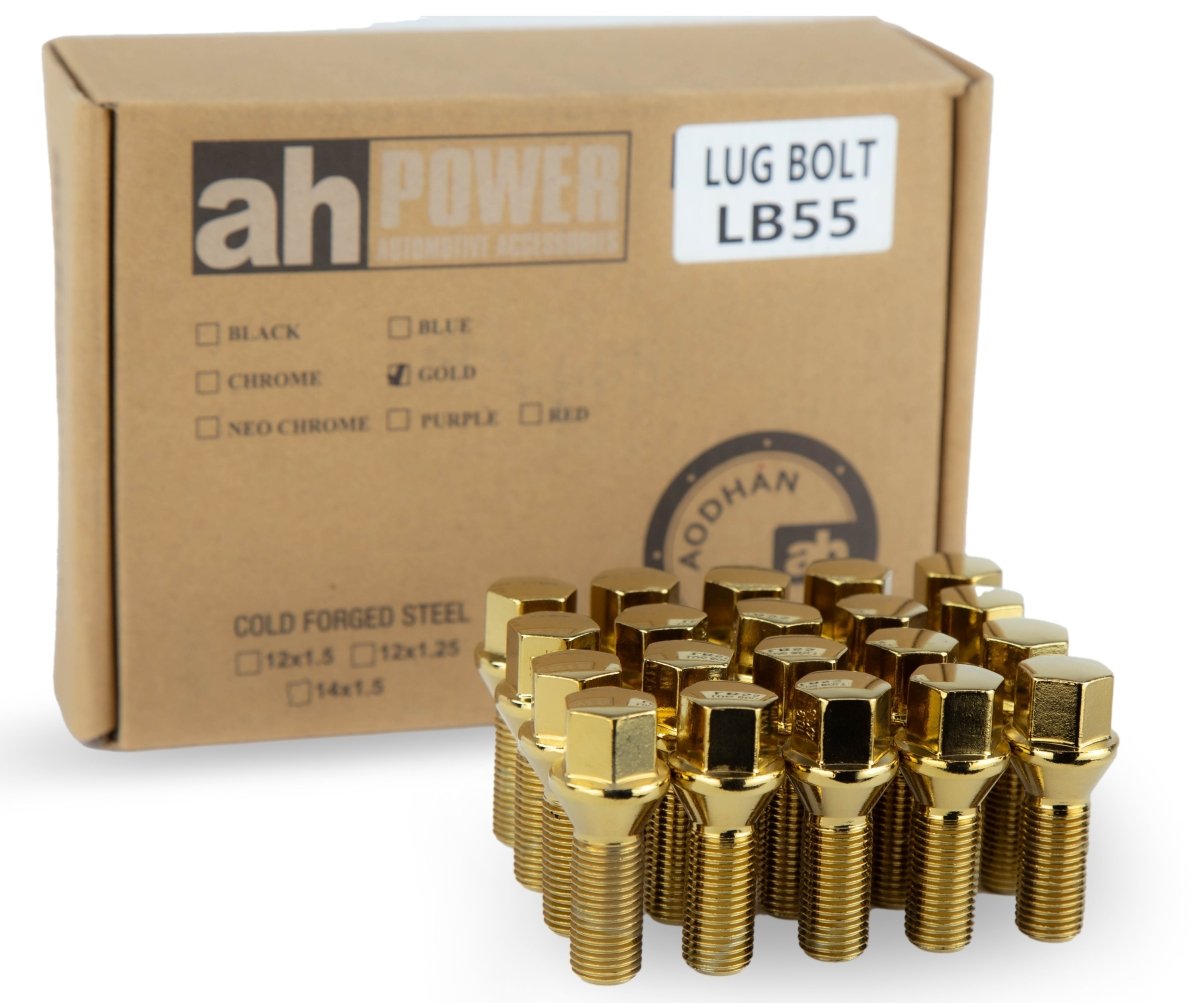 Aodhan LB55 Lug Bolts Set - Conical Seat, 28mm Shank Length - JDMuscleLug BoltsAHLB5512125GD12x1.25Gold