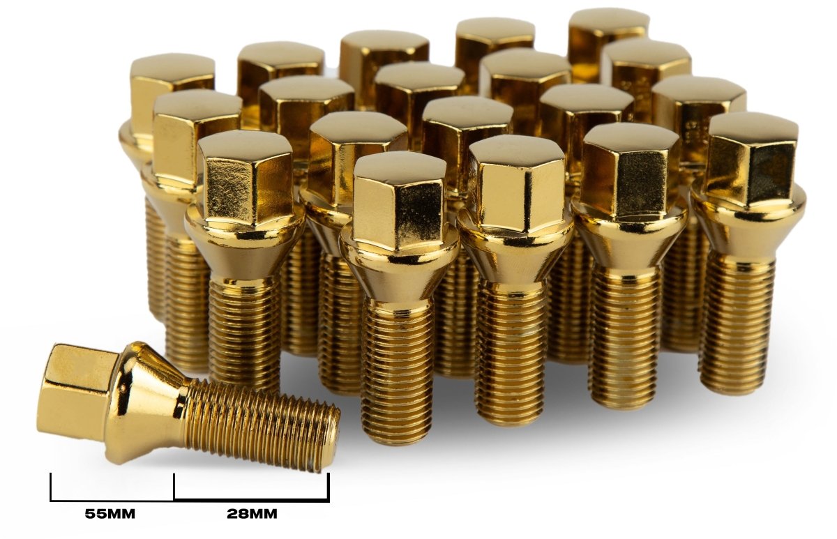 Aodhan LB55 Lug Bolts Set - Conical Seat, 28mm Shank Length - JDMuscleLug BoltsAHLB5512125BK12x1.25Black