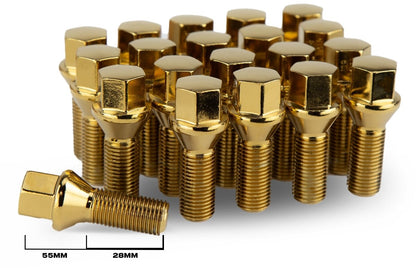Aodhan LB55 Lug Bolts Set - Conical Seat, 28mm Shank Length - JDMuscleLug BoltsAHLB5512125BK12x1.25Black