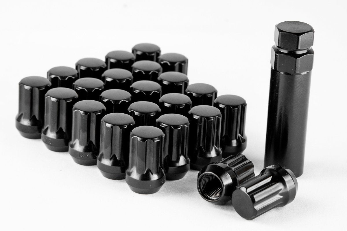 Aodhan Spline Lug nuts Set - Conical Seat ,35mm Overall Size - JDMuscleLug NutsAHLNSPL351215BK12x1.5Black