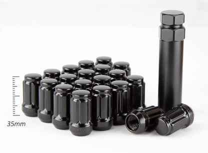 Aodhan Spline Lug nuts Set - Conical Seat ,35mm Overall Size - JDMuscleLug NutsAHLNSPL351215BK12x1.5Black