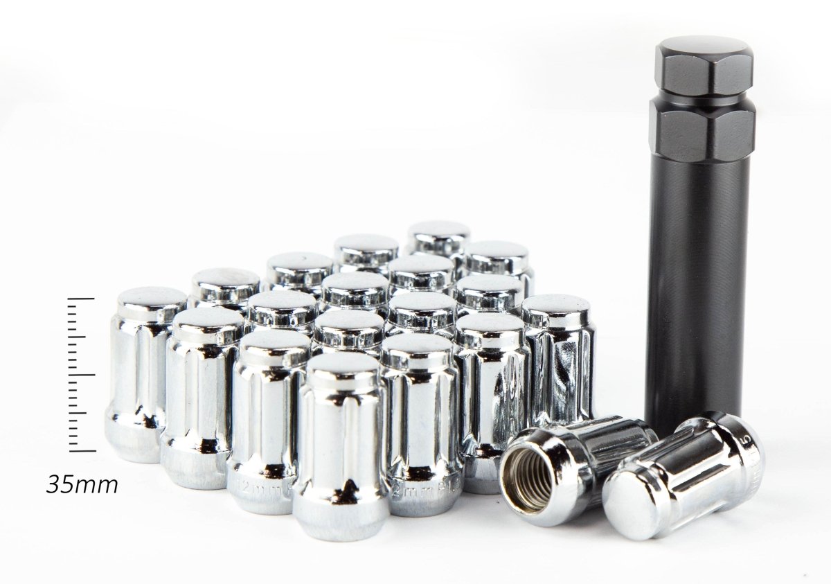 Aodhan Spline Lug nuts Set - Conical Seat ,35mm Overall Size - JDMuscleLug NutsAHLNSPL351215BK12x1.5Black