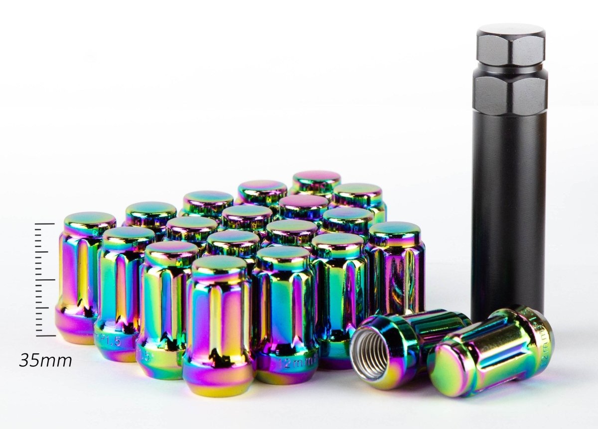 Aodhan Spline Lug nuts Set - Conical Seat ,35mm Overall Size - JDMuscleLug NutsAHLNSPL351215BK12x1.5Black
