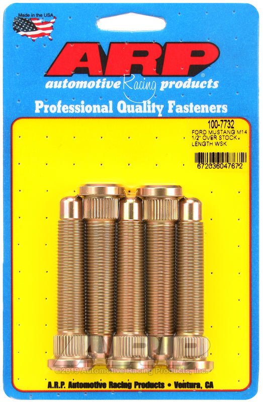 ARP 2015+ Ford Mustang GT M14 1/2 Inch Over Stock Length Wheel Stud Kit | arp100 - 7732 - JDMuscleSPK95153