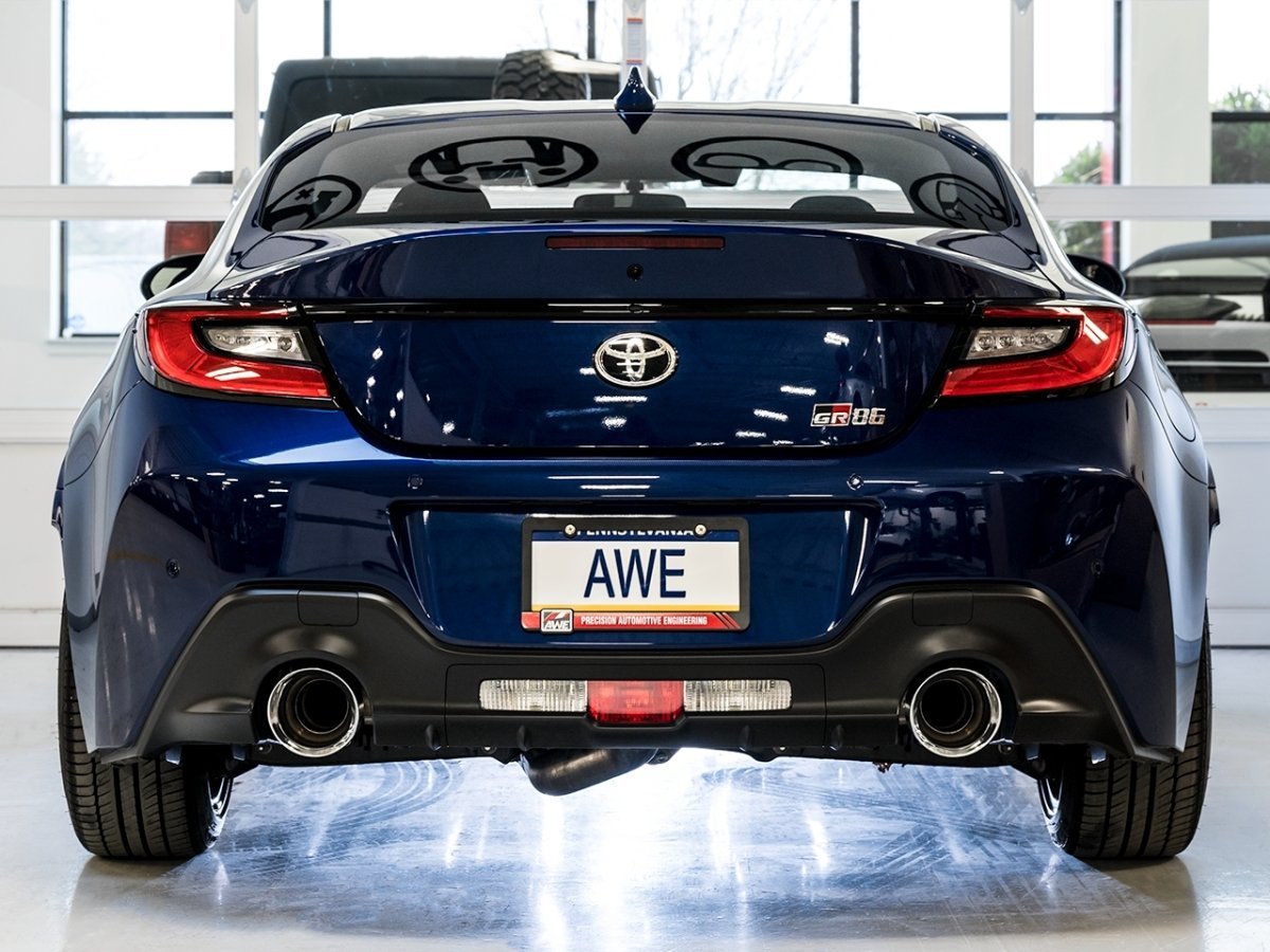 AWE 13 - 24 BRZ / 17 - 21 Toyota 86 / 22 - 24 GR86 Track Edition Catback Exhaust w/ Chrome Silver Tips | 3020 - 32279 - JDMuscleCat Back Exhaust Systemawe3020-32279