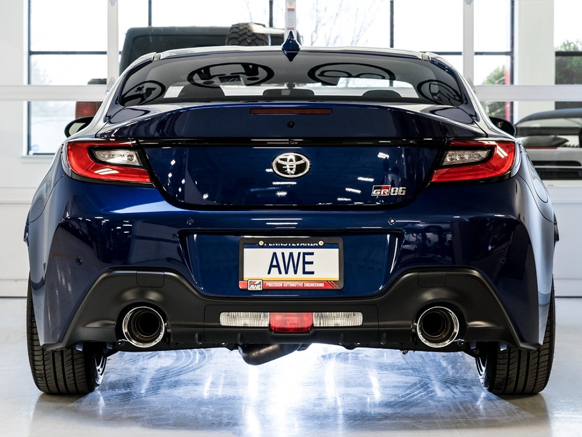 AWE 13-24 BRZ / 17-21 Toyota 86 / 22-24 GR86 Track Edition Catback Exhaust w/ Chrome Silver Tips | 3020-32279