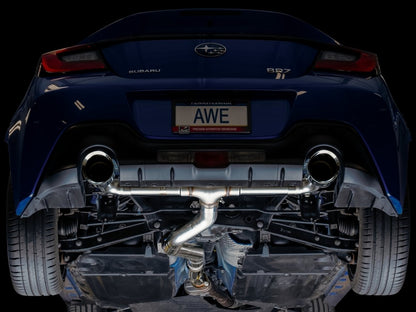 AWE 13-24 BRZ / 17-21 Toyota 86 / 22-24 GR86 Track Edition Catback Exhaust w/ Chrome Silver Tips | 3020-32279
